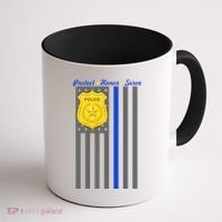 Protect Honor Serve Blue Striped Police Flag Coffee Mug thumb 1