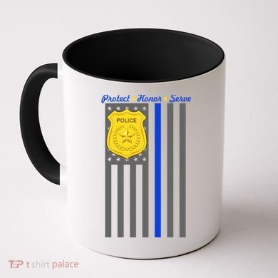 Protect Honor Serve Blue Striped Police Flag Coffee Mug