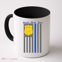 Protect Honor Serve Blue Striped Police Flag Coffee Mug thumb 0
