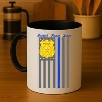 Protect Honor Serve Blue Striped Police Flag Coffee Mug thumb 4