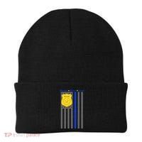Protect Honor Serve Blue Striped Police Flag Beanie thumb 0