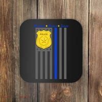 Protect Honor Serve Blue Striped Police Flag Coaster thumb 0