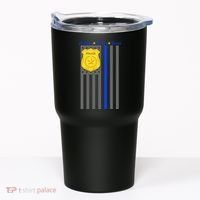 Protect Honor Serve Blue Striped Police Flag Tumbler thumb 0