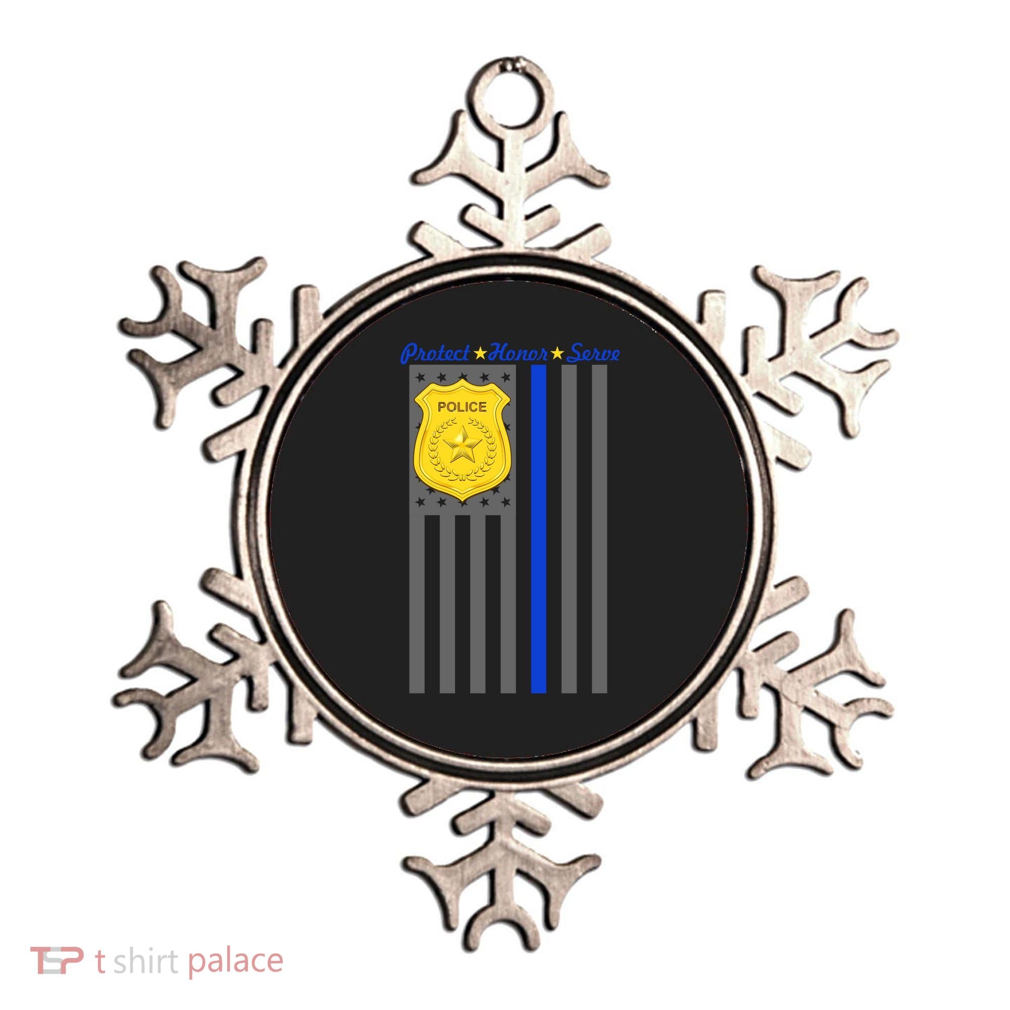Protect Honor Serve Blue Striped Police Flag Ornament