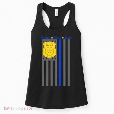 Protect Honor Serve Blue Striped Police Flag Women's Tank Top