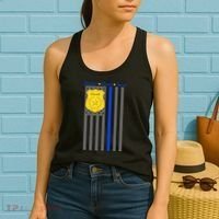Protect Honor Serve Blue Striped Police Flag Women's Tank Top thumb 2