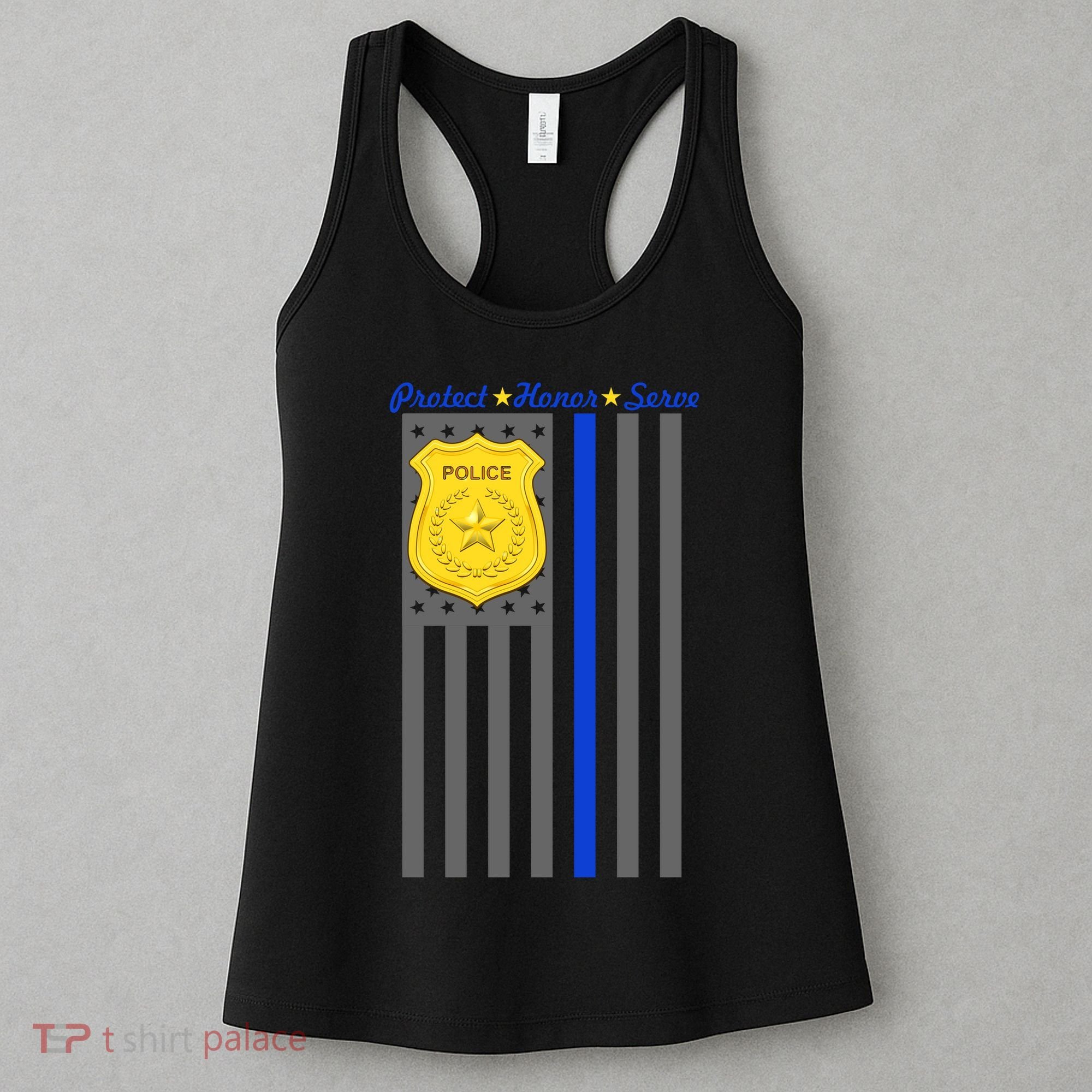 Protect Honor Serve Blue Striped Police Flag Women's Tank Top