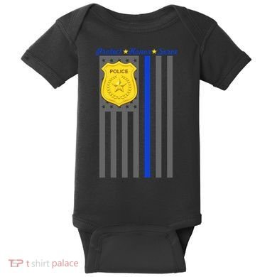 Protect Honor Serve Blue Striped Police Flag Baby Bodysuit