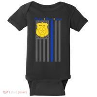 Protect Honor Serve Blue Striped Police Flag Baby Bodysuit thumb 0