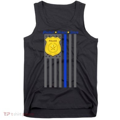 Protect Honor Serve Blue Striped Police Flag Tank Top