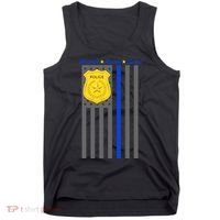 Protect Honor Serve Blue Striped Police Flag Tank Top thumb 0