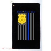 Protect Honor Serve Blue Striped Police Flag Golf Towel thumb 0
