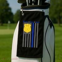 Protect Honor Serve Blue Striped Police Flag Golf Towel thumb 2
