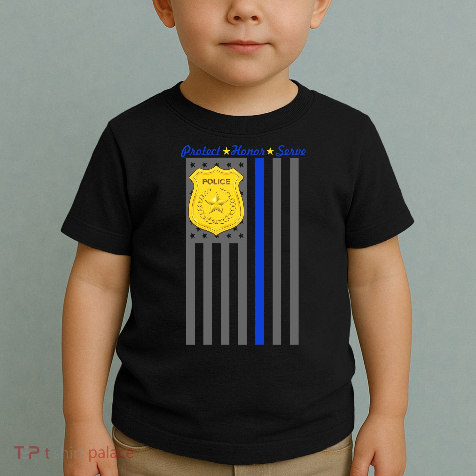 Protect Honor Serve Blue Striped Police Flag Toddler T-Shirt