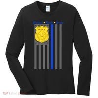 Protect Honor Serve Blue Striped Police Flag Women's Long Sleeve Shirt thumb 0