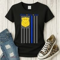 Protect Honor Serve Blue Striped Police Flag Women's T-Shirt thumb 3