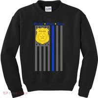 Protect Honor Serve Blue Striped Police Flag Kids Sweatshirt thumb 0