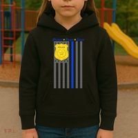 Protect Honor Serve Blue Striped Police Flag Kids Hoodie thumb 3