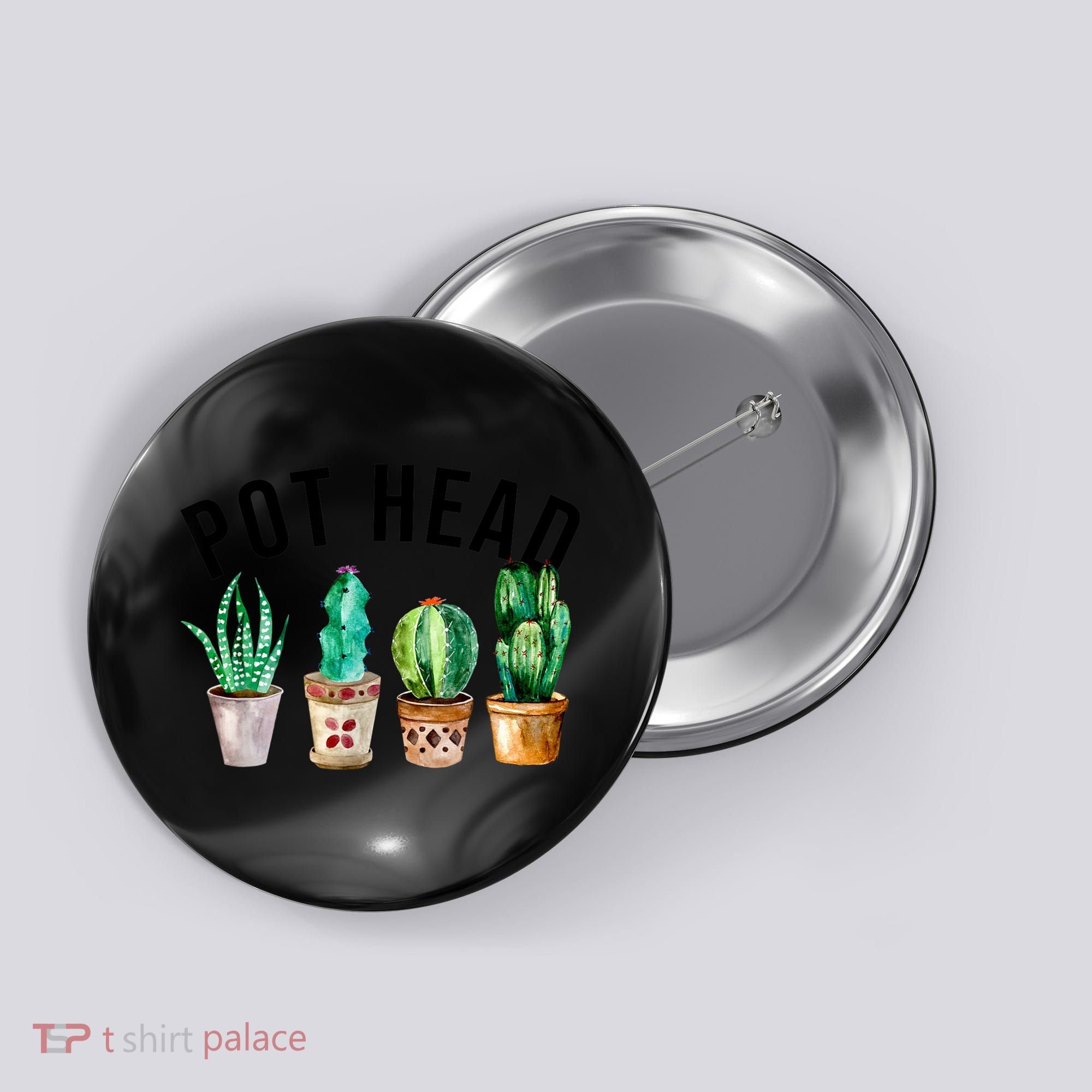 Pot Head Succulent Plant Lover Gift Funny Gardening Plant Button