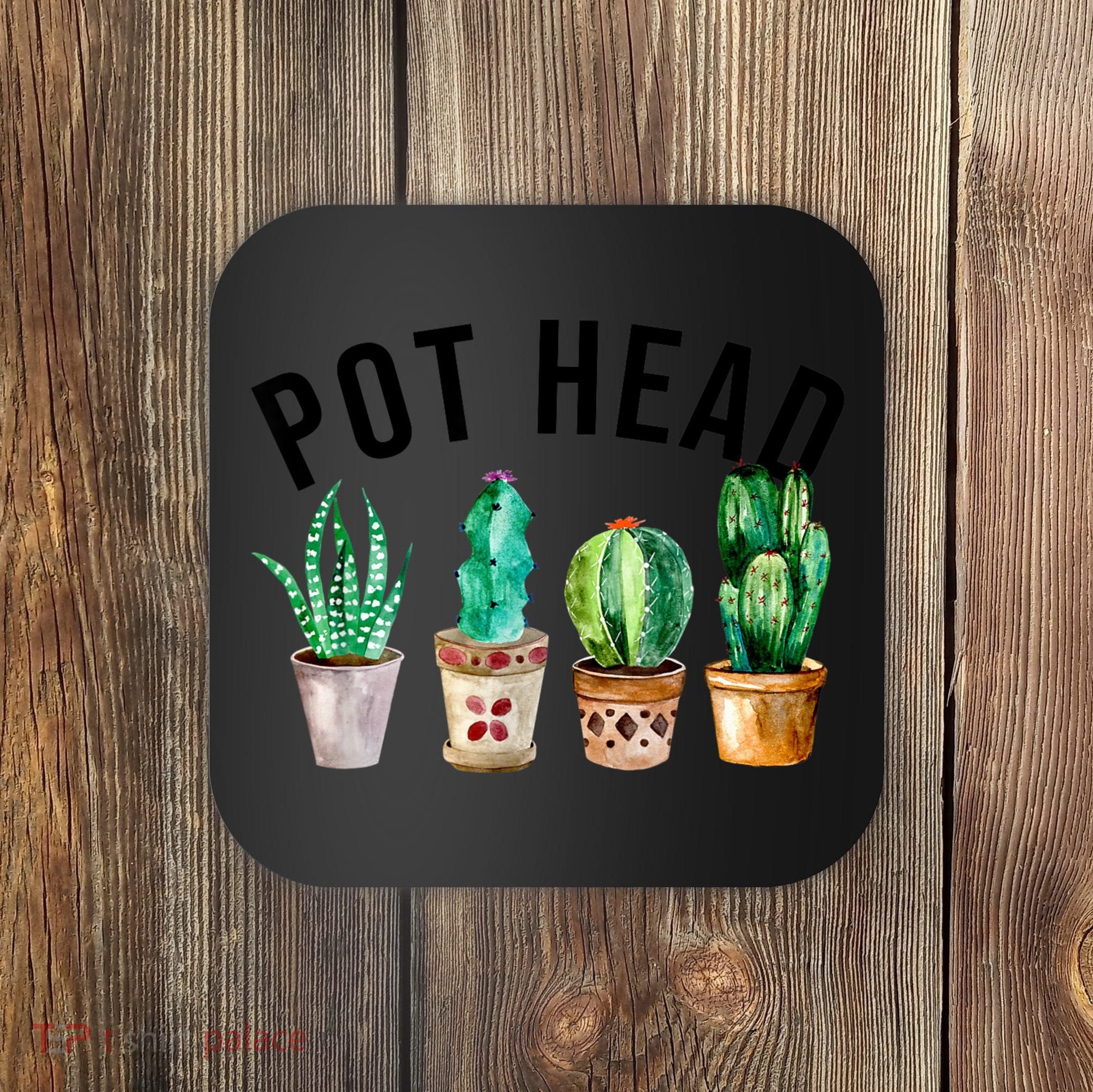 Pot Head Succulent Plant Lover Gift Funny Gardening Plant Coaster