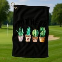 Pot Head Succulent Plant Lover Gift Funny Gardening Plant Golf Towel thumb 1