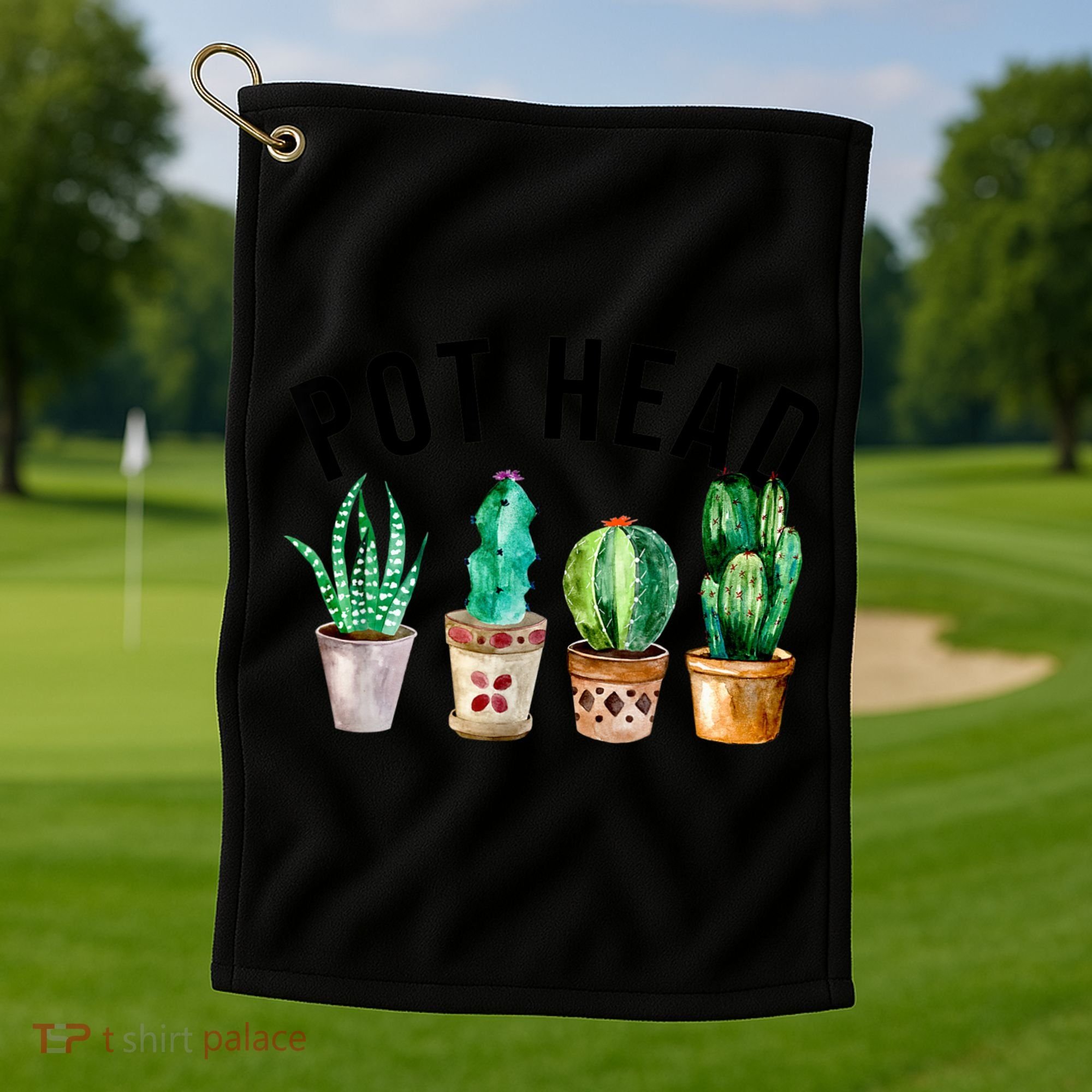 Pot Head Succulent Plant Lover Gift Funny Gardening Plant Golf Towel