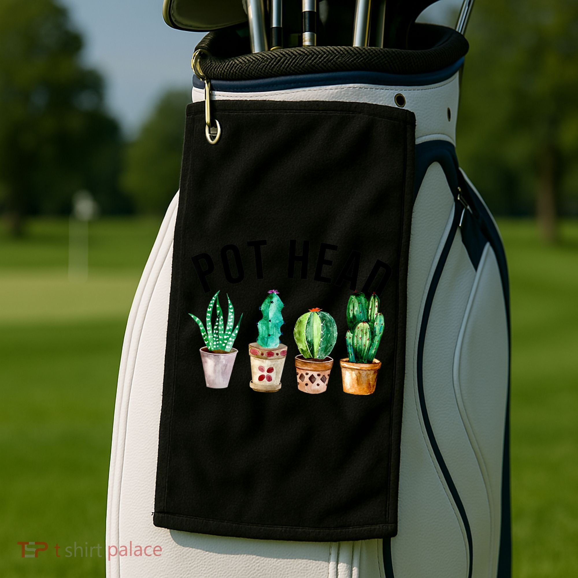 Pot Head Succulent Plant Lover Gift Funny Gardening Plant Golf Towel