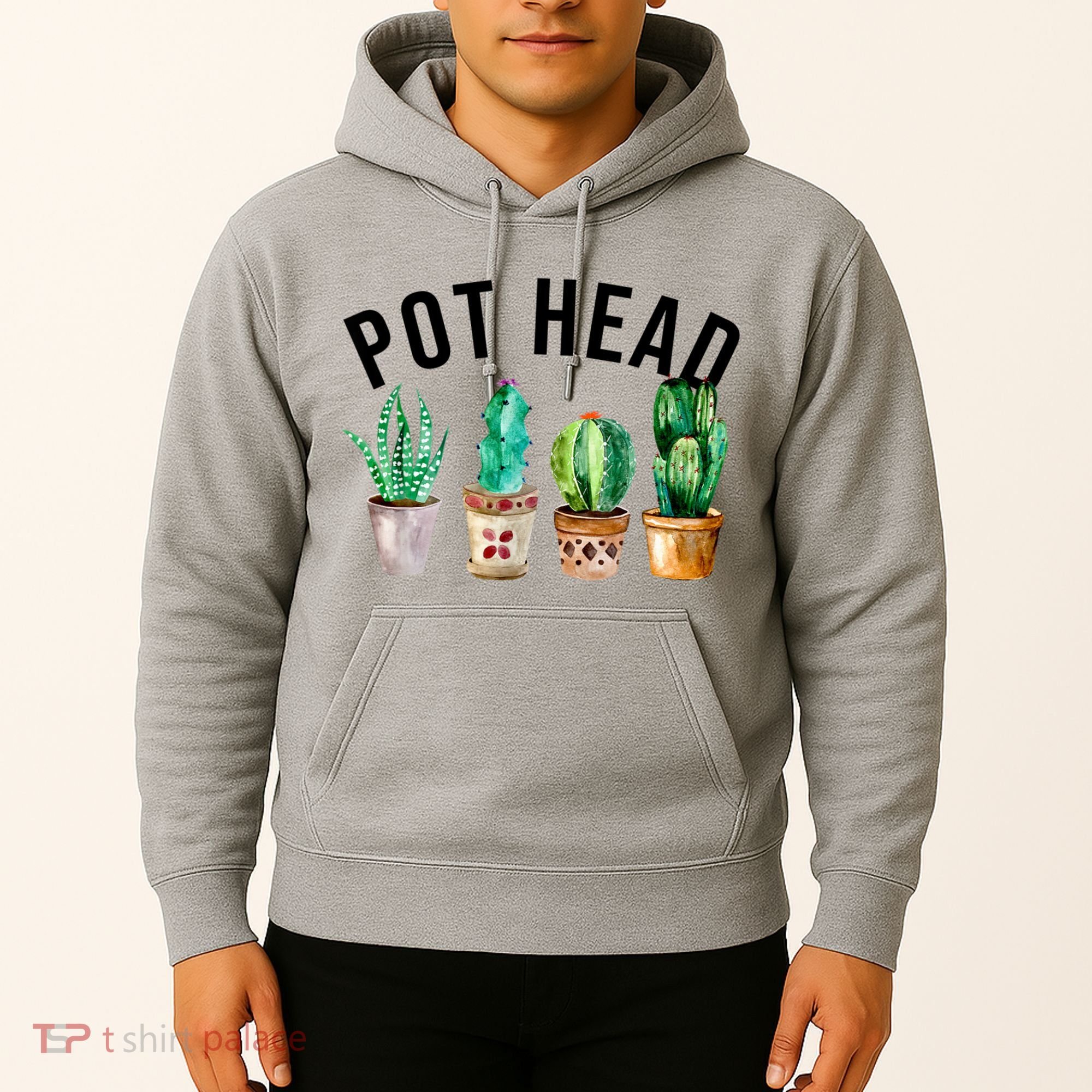 Pot Head Succulent Plant Lover Gift Funny Gardening Plant Hoodie