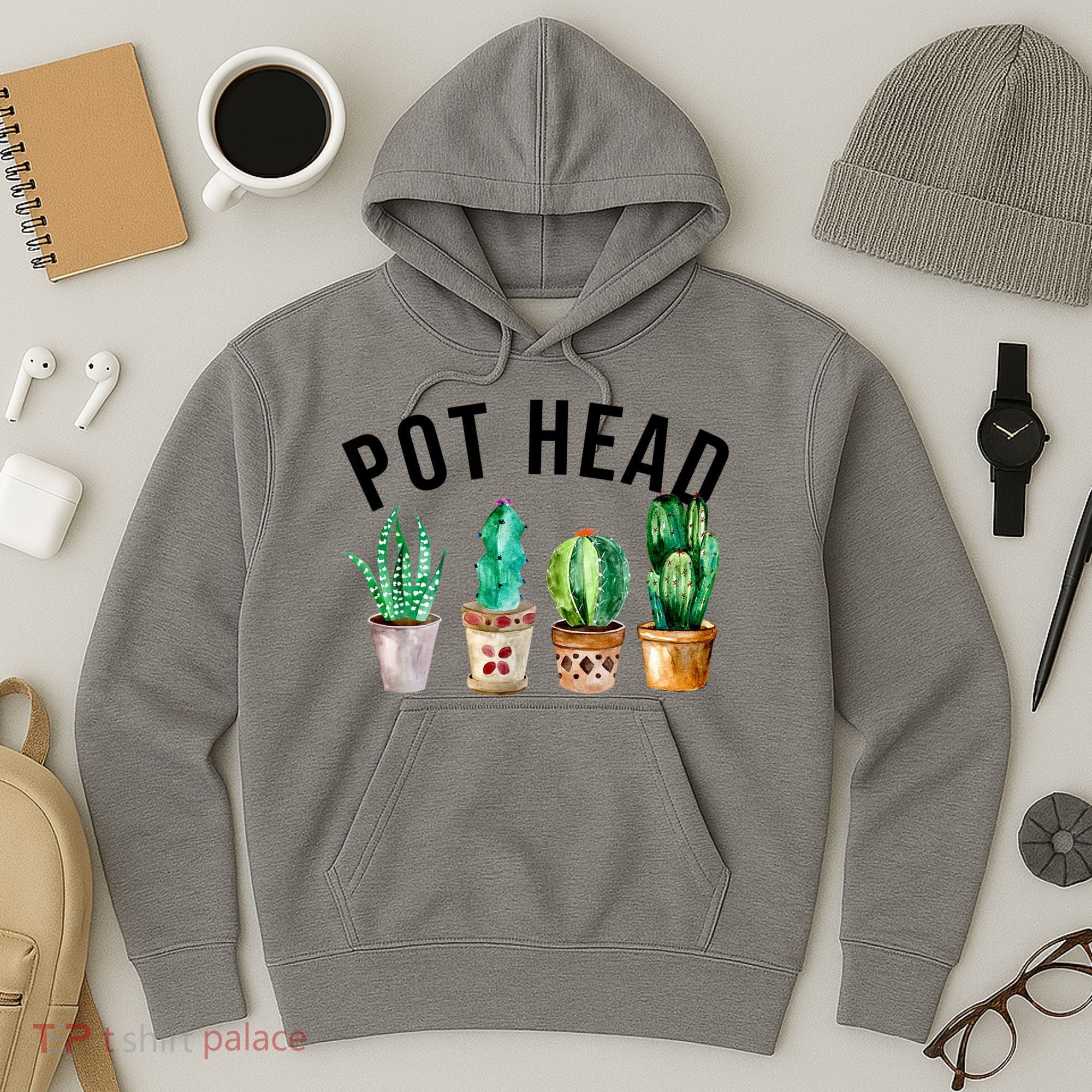 Pot Head Succulent Plant Lover Gift Funny Gardening Plant Hoodie