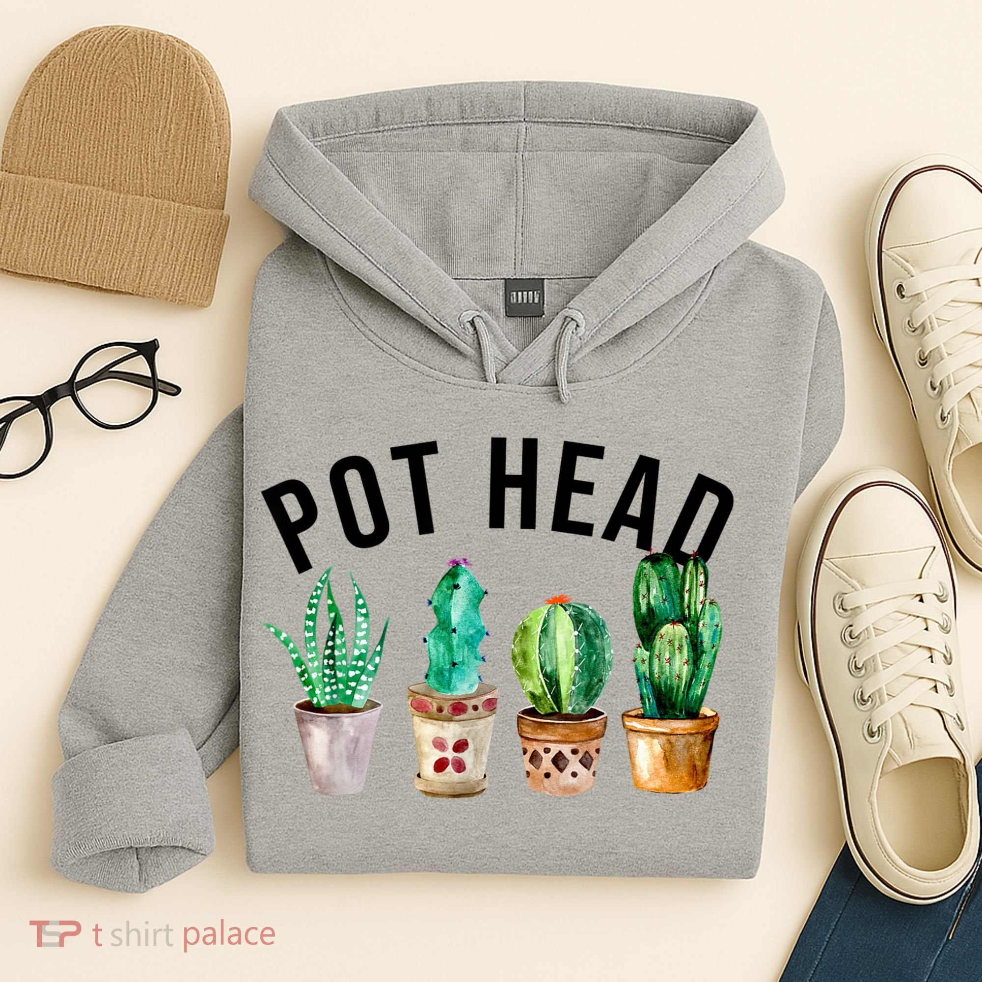 Pot Head Succulent Plant Lover Gift Funny Gardening Plant Hoodie