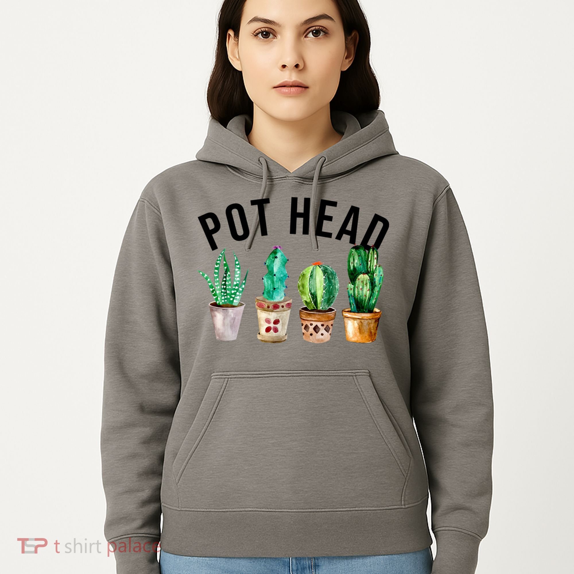 Pot Head Succulent Plant Lover Gift Funny Gardening Plant Hoodie