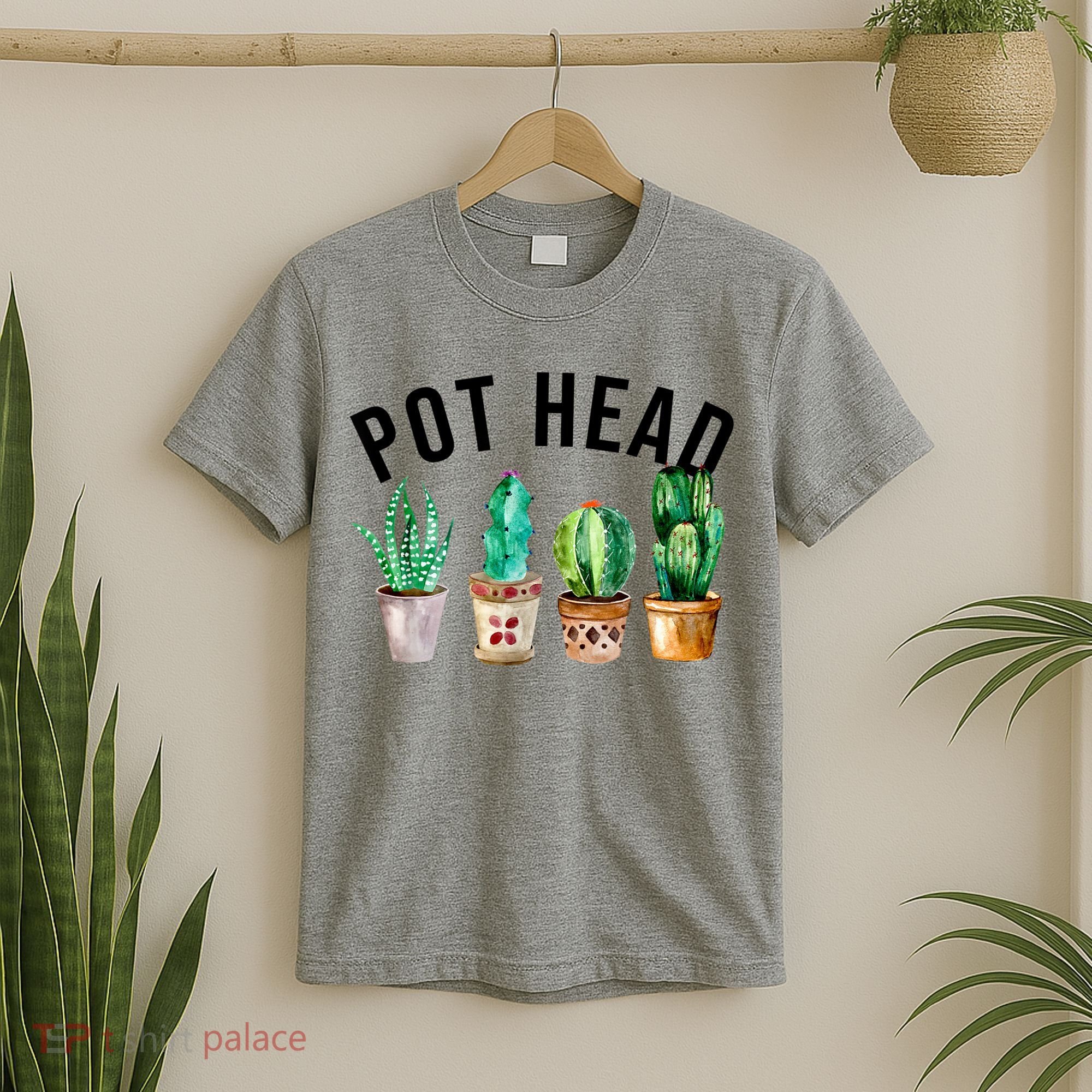 Pot Head Succulent Plant Lover Gift Funny Gardening Plant T-Shirt