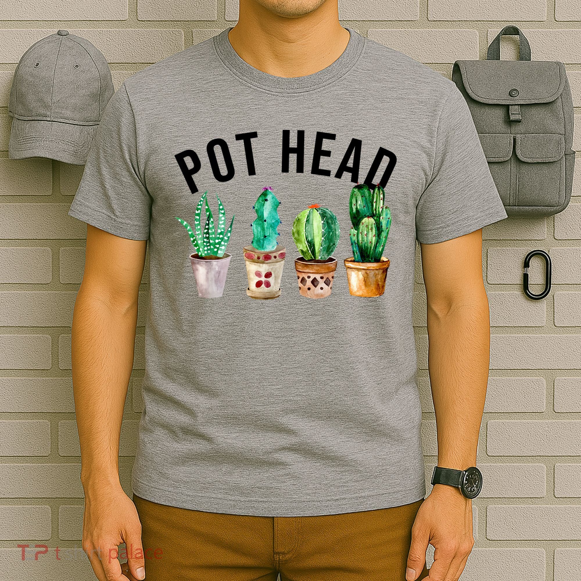 Pot Head Succulent Plant Lover Gift Funny Gardening Plant T-Shirt