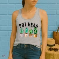 Pot Head Succulent Plant Lover Gift Funny Gardening Plant Women's Tank Top thumb 2