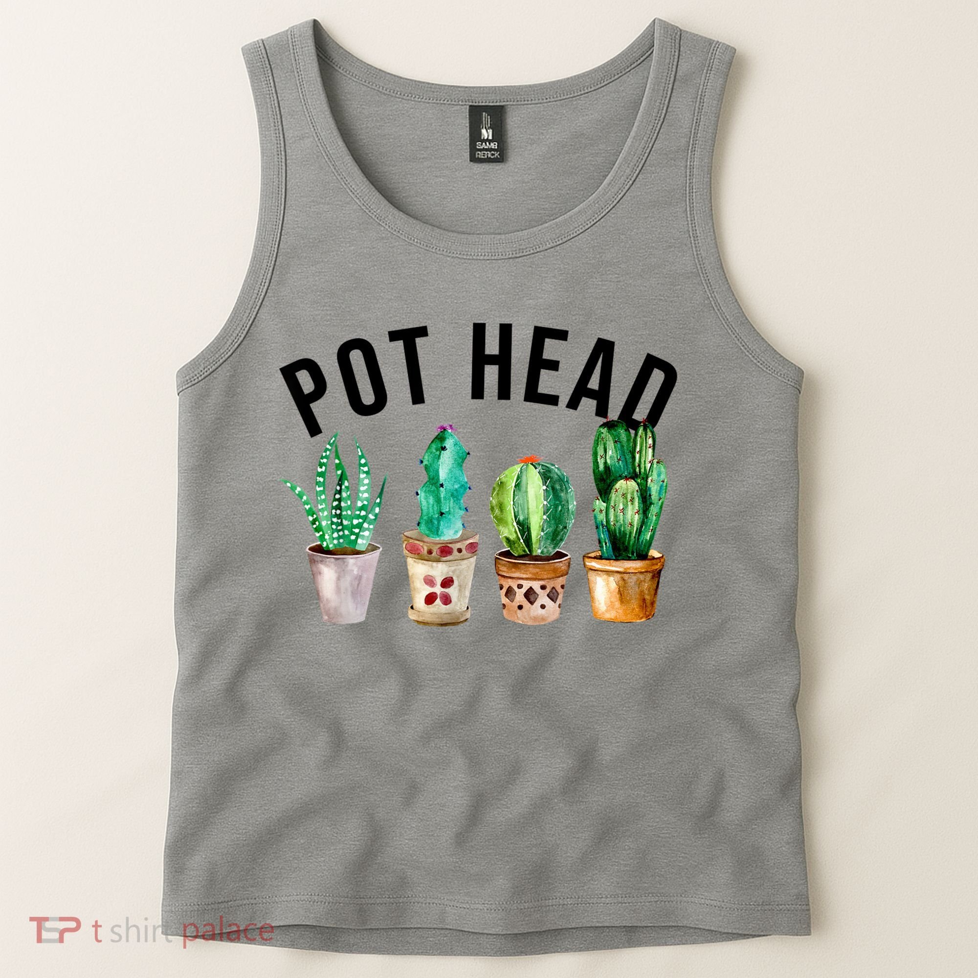Pot Head Succulent Plant Lover Gift Funny Gardening Plant Tank Top