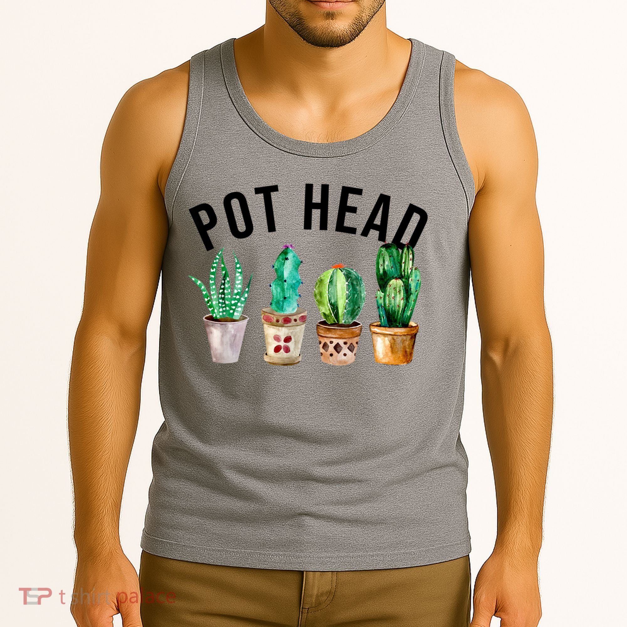 Pot Head Succulent Plant Lover Gift Funny Gardening Plant Tank Top