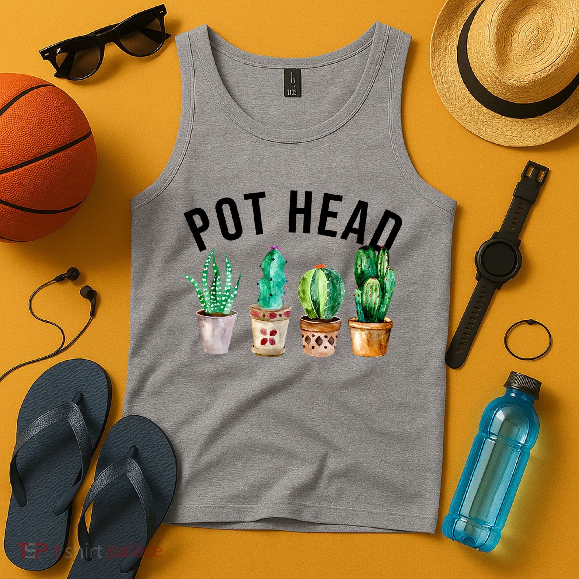 Pot Head Succulent Plant Lover Gift Funny Gardening Plant Tank Top