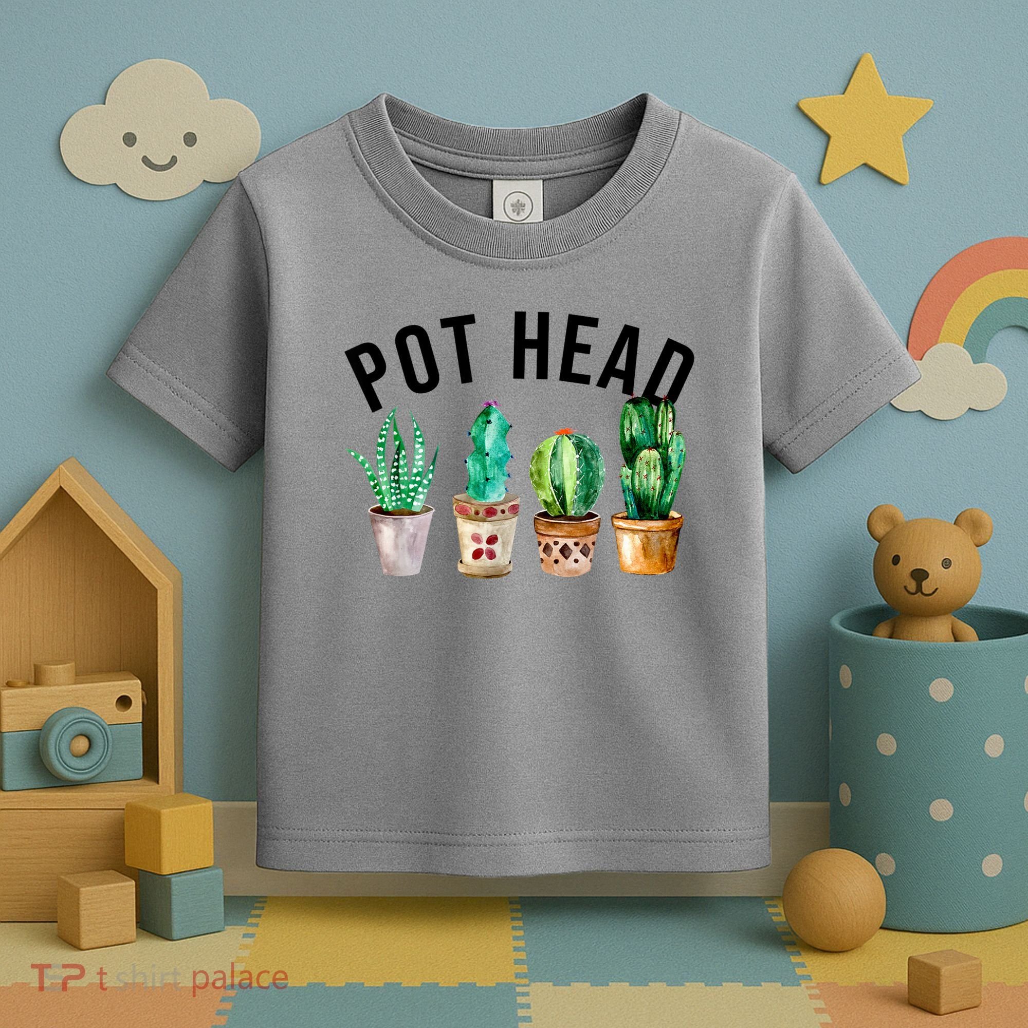 Pot Head Succulent Plant Lover Gift Funny Gardening Plant Toddler T-Shirt