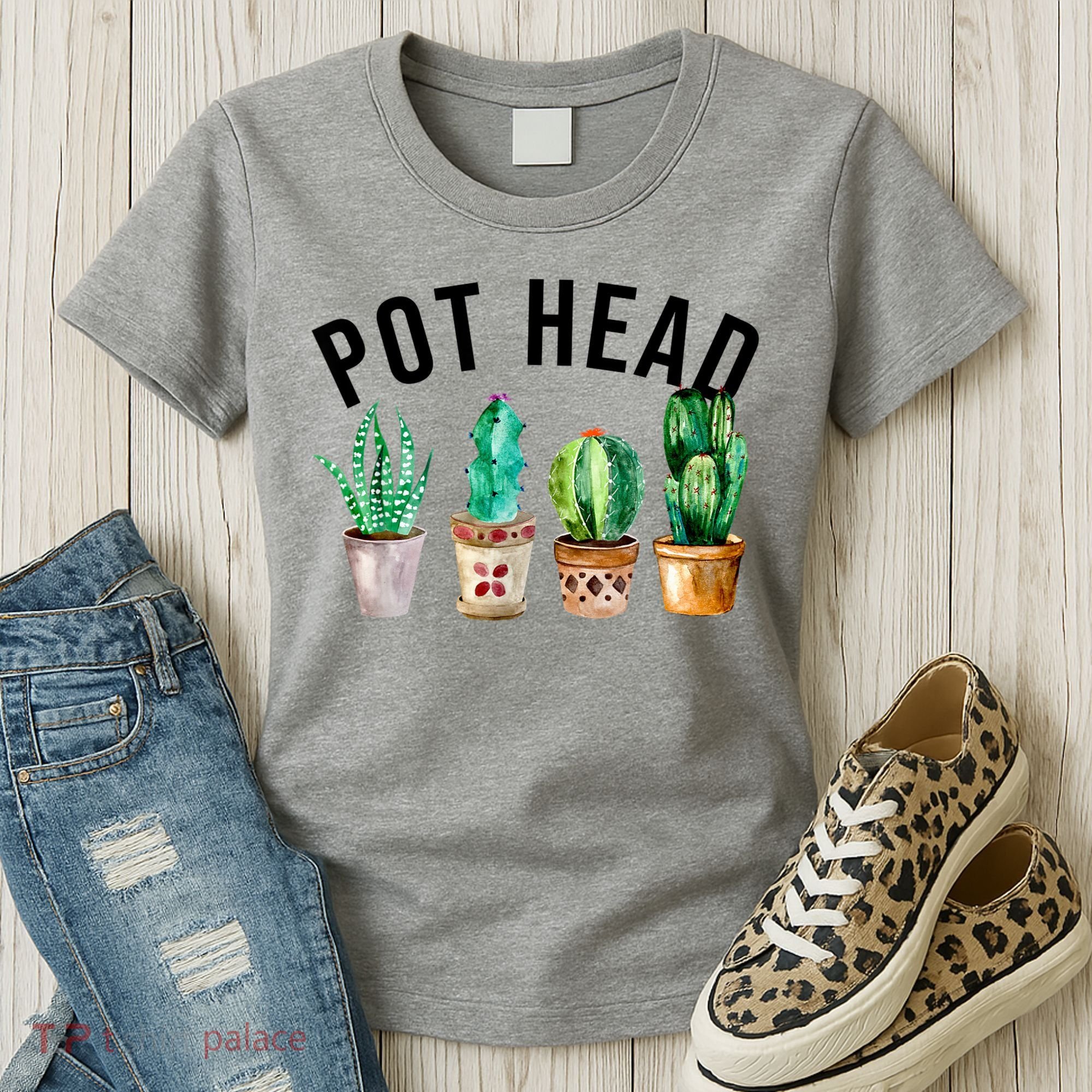 Pot Head Succulent Plant Lover Gift Funny Gardening Plant Women's T-Shirt