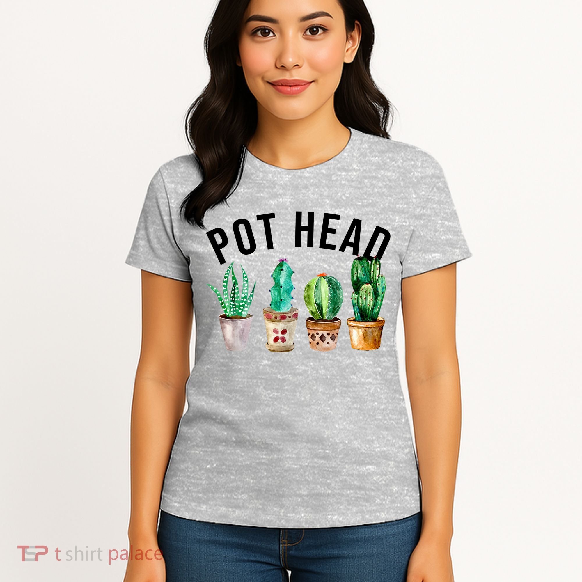 Pot Head Succulent Plant Lover Gift Funny Gardening Plant Women's T-Shirt