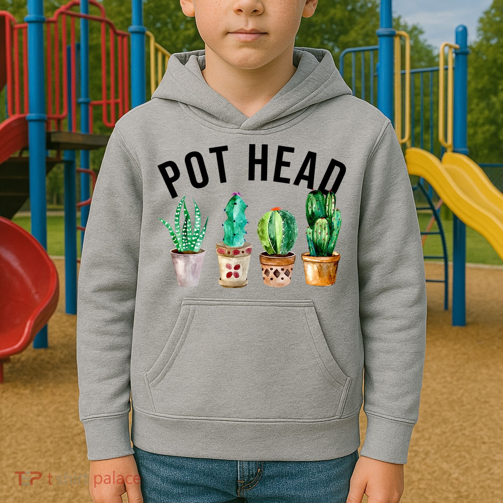 Pot Head Succulent Plant Lover Gift Funny Gardening Plant Kids Hoodie