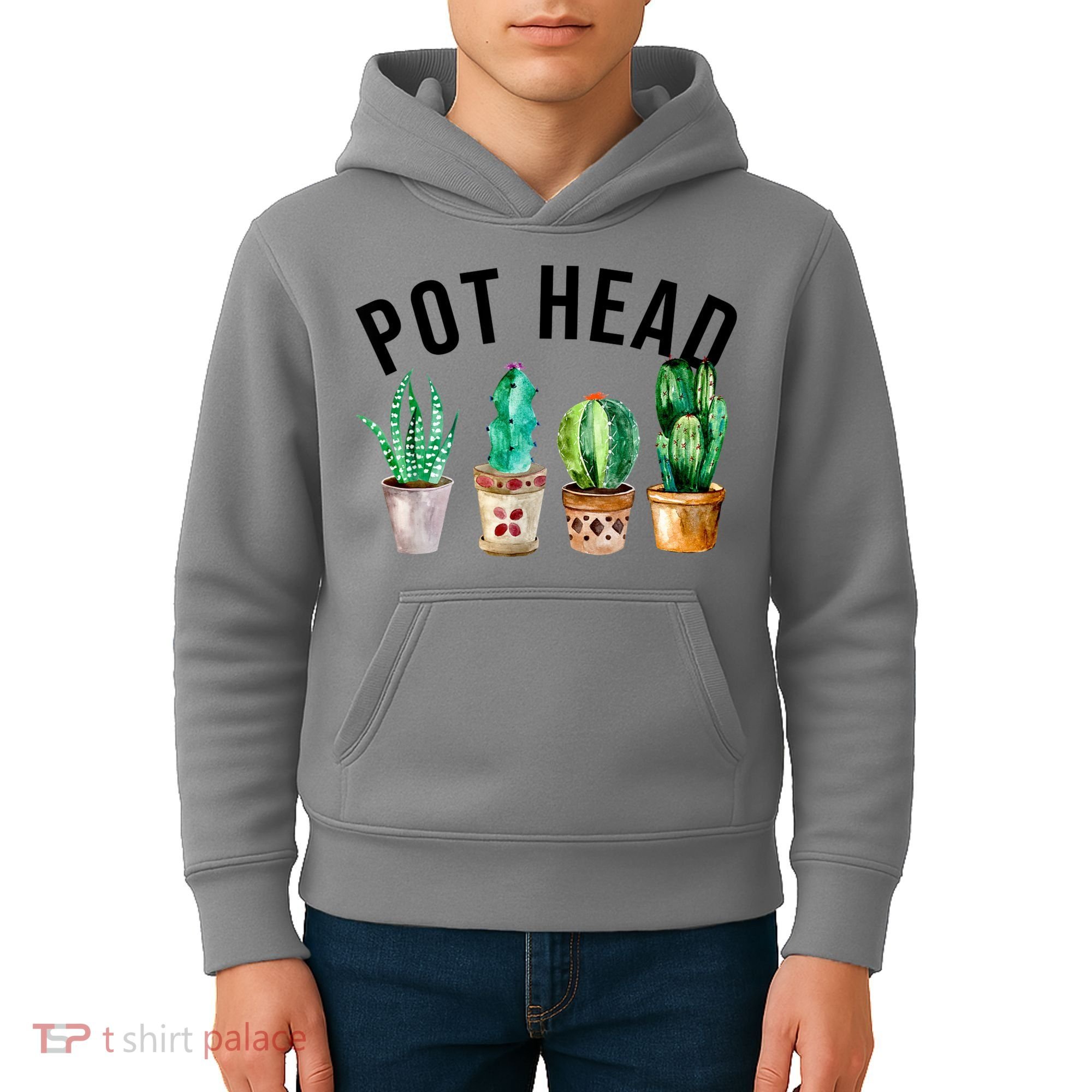 Pot Head Succulent Plant Lover Gift Funny Gardening Plant Kids Hoodie