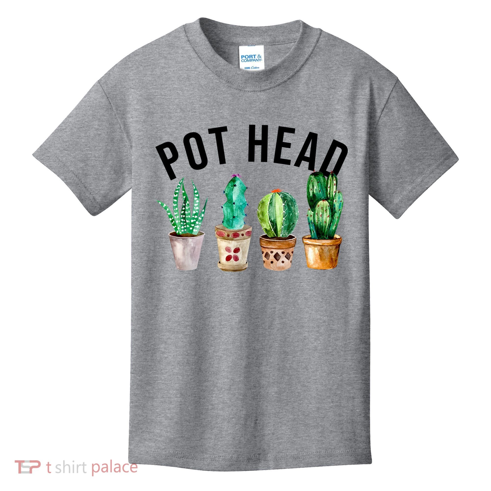 Pot Head Succulent Plant Lover Gift Funny Gardening Plant Kids T-Shirt