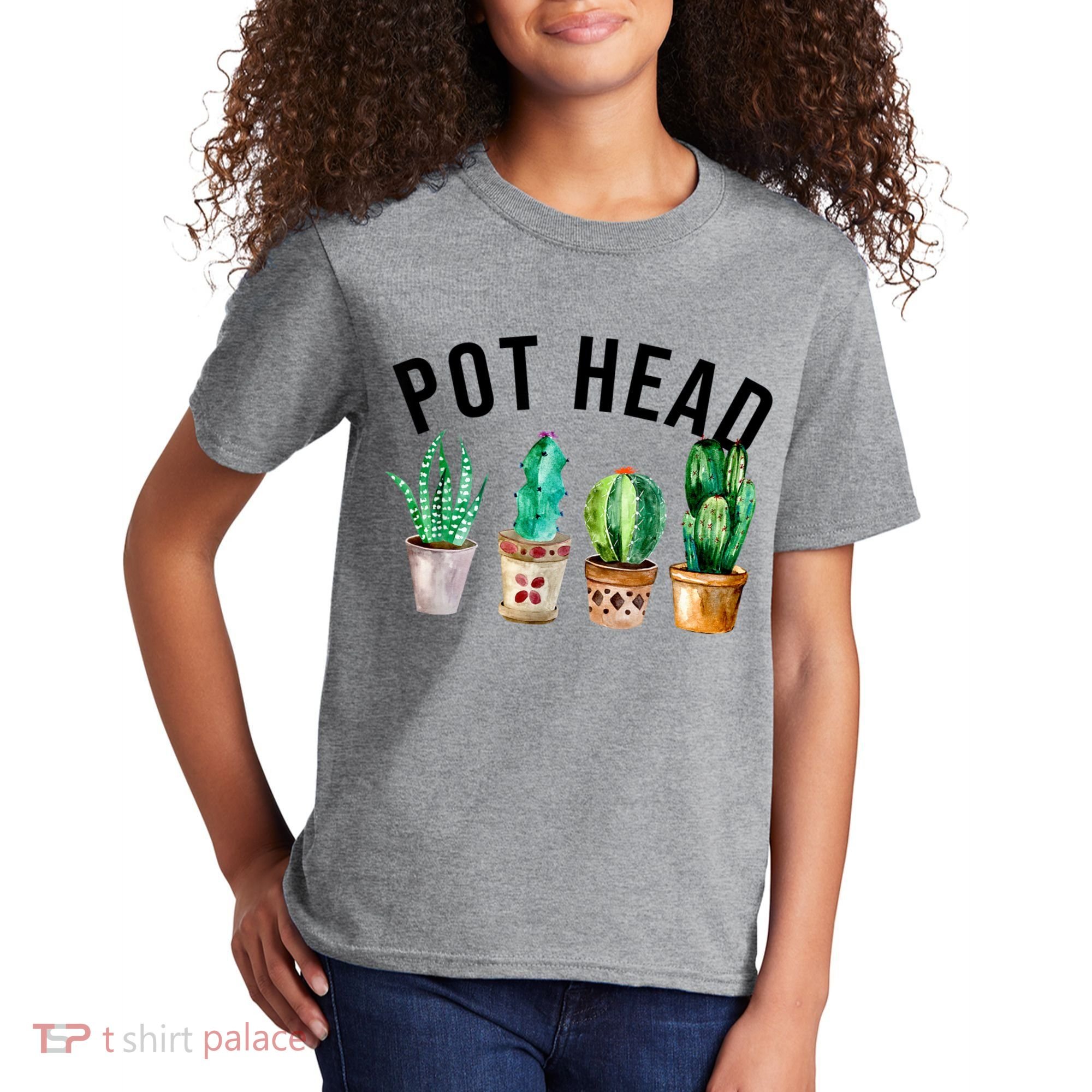 Pot Head Succulent Plant Lover Gift Funny Gardening Plant Kids T-Shirt