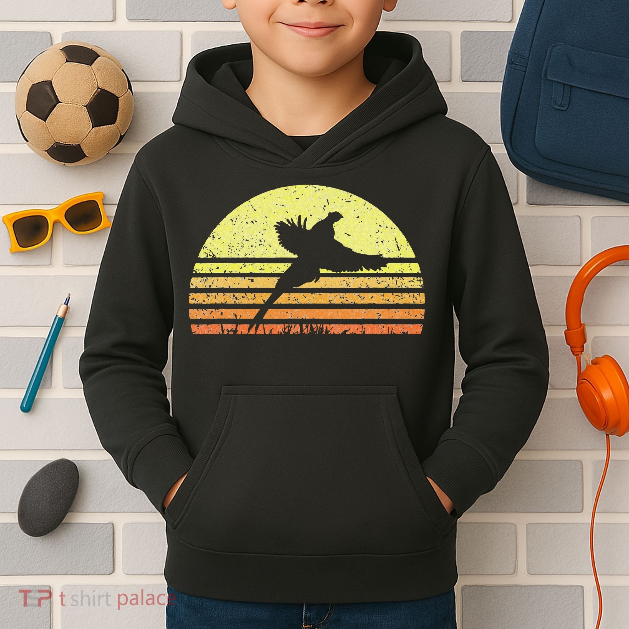 Pheasant Hunting South Dakota Upland Bird Game Hunter Retro Kids Hoodie