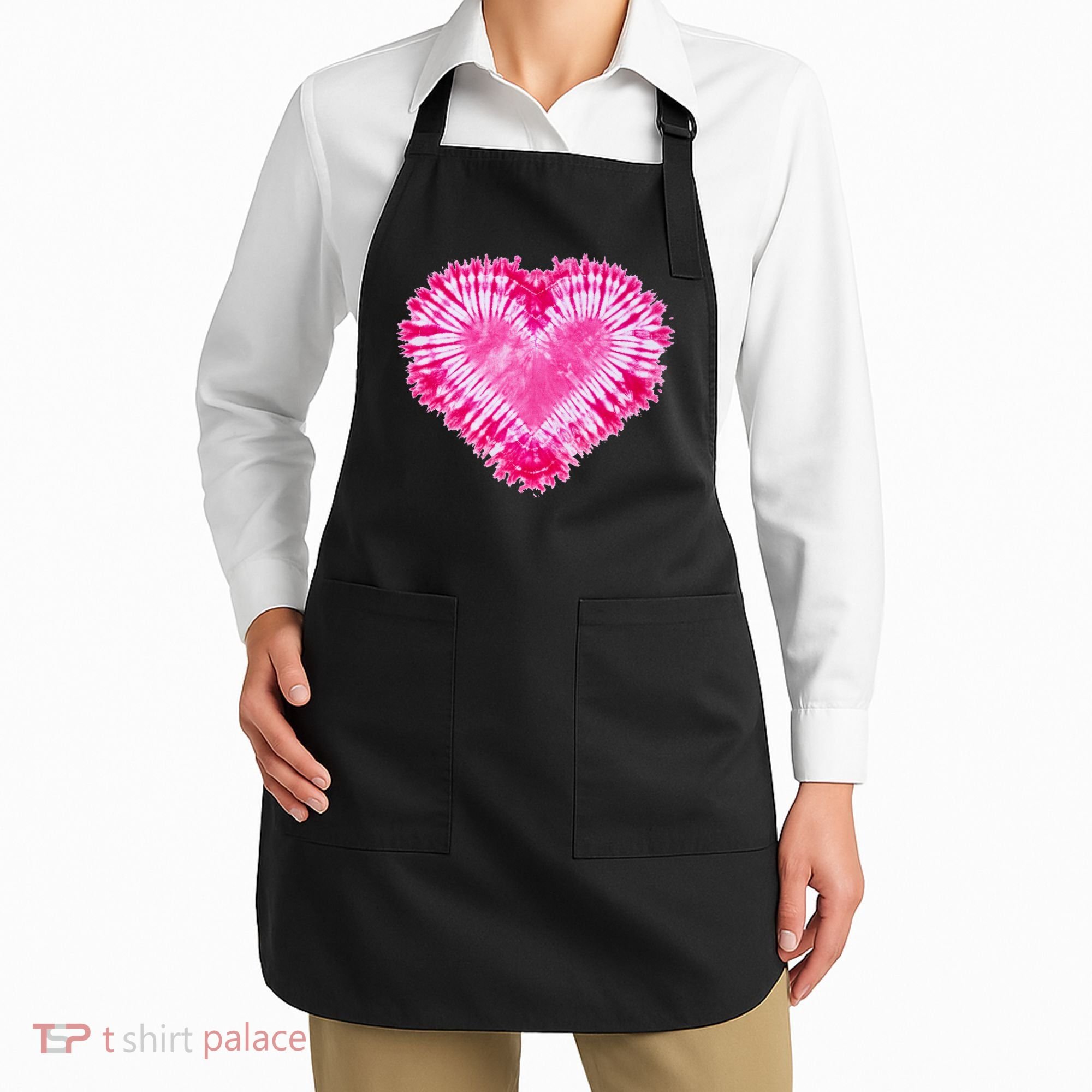 Pink Heart Tie Dye Valentines Day Apron