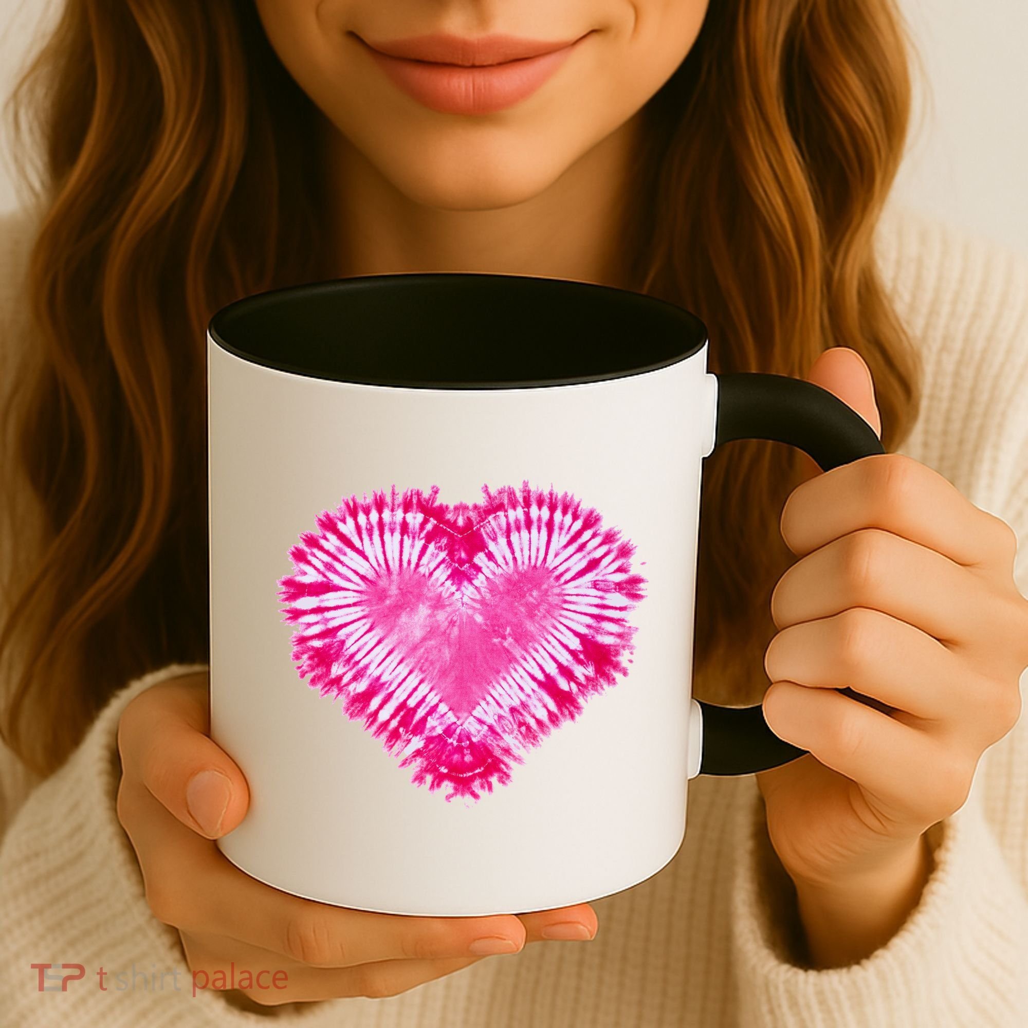 Pink Heart Tie Dye Valentines Day Coffee Mug