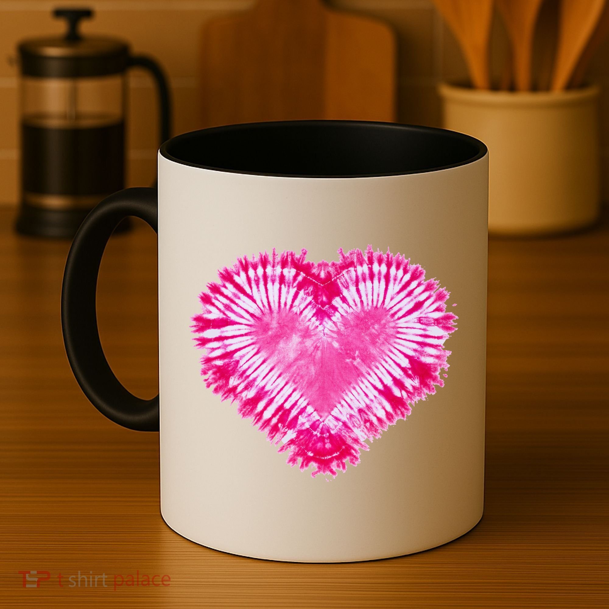 Pink Heart Tie Dye Valentines Day Coffee Mug