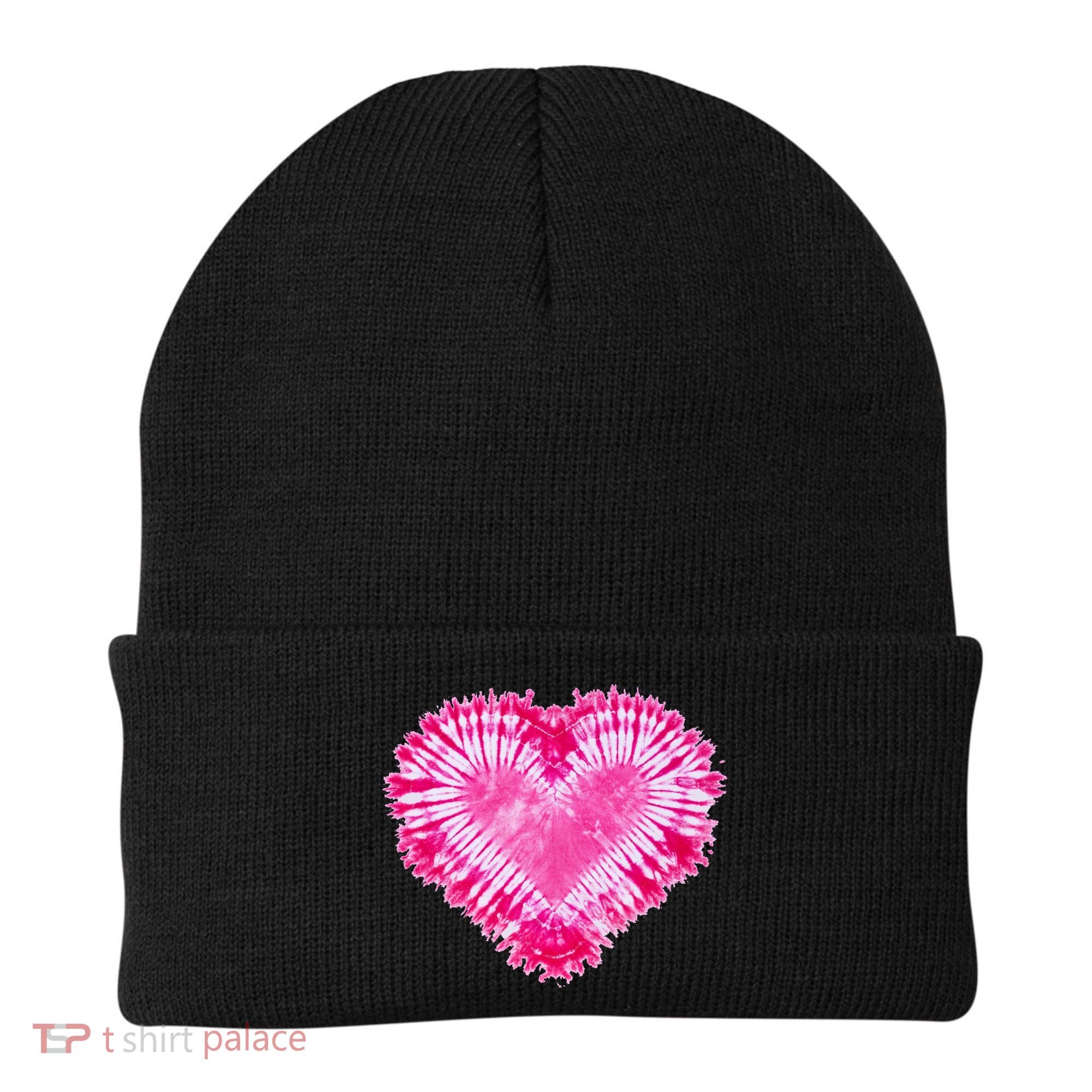Pink Heart Tie Dye Valentines Day Beanie