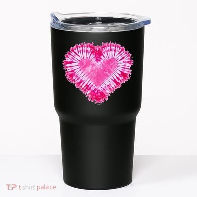 Pink Heart Tie Dye Valentines Day Tumbler